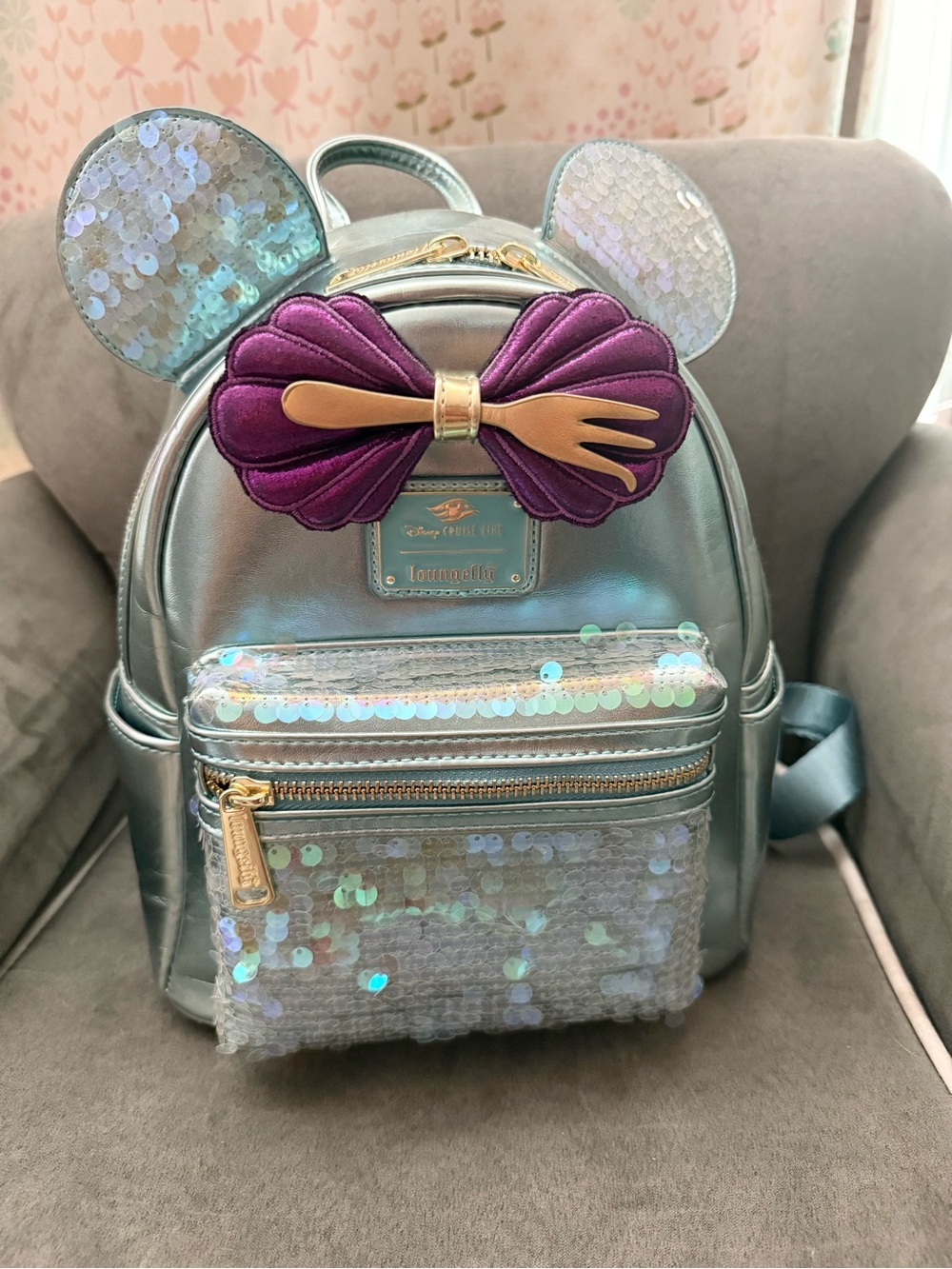 Loungefly Disney Cruise Line Ariel Backpack Iridescent blue w/Purple Shell